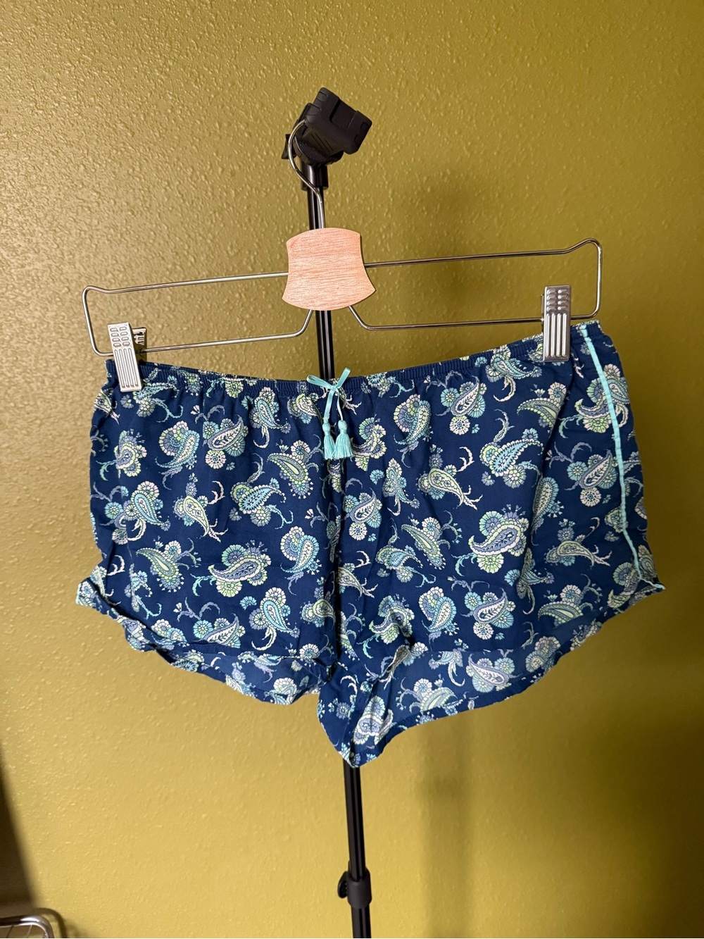 Victoria's Secret Navy Paisley Lounge Shorts - cotton-blend size Small